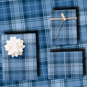 Eleganter blauer Winter-Tartan in geschlechtsneutr Geschenkpapier Set