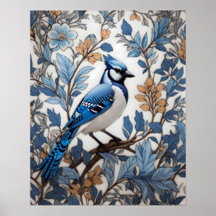 Eleganter Blauhäher, inspiriert von William Morris Poster