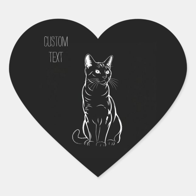 Eleganter Blick: Personalisierte Cat Silhouette No Herz-Aufkleber (Vorderseite)