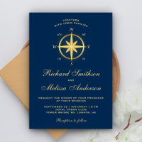Eleganter Blue and Gold Nautical Compass Wedding
