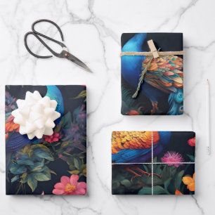 Eleganter Blue and Gold Park/Garten: Geschenkpapier Set