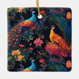 Eleganter Blue and Gold Park/Garten: Keramikornament