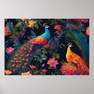 Eleganter Blue and Gold Park/Garten: Poster