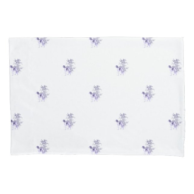 Eleganter Blue Antique Dog Print Kissenbezug (Vorderseite)