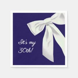 Eleganter Blue Birthday mit weißem Bow Serviette