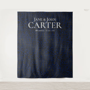 Eleganter Blue Black Leopard Print Wedding Hinterg Wandteppich