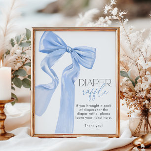 Eleganter Blue Bow Baby Duschdiaper Poster