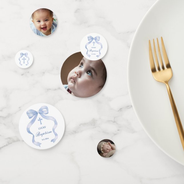 Eleganter Blue Bow Tauftisch Konfetti (Gruppe)