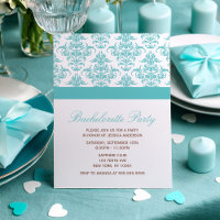 Eleganter Blue Damask Muster Junggeselinnen-Abschi