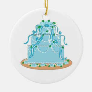 Eleganter Blue Designer Cake Keramik Ornament