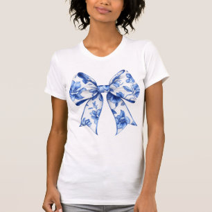 Eleganter Blue Floral Bow Vintager Chinoiserie Sti T-Shirt