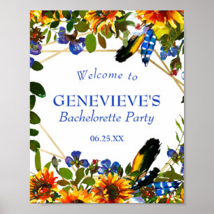 Eleganter Blue Floral Junggeselinnen-Abschied Will Poster