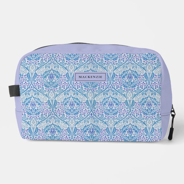 Eleganter Blue Floral Muster Toilettenbeutel Waschbeutel (Vorderseite)