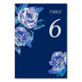 Eleganter Blue Floral Silver Wedding Table Tischnummer