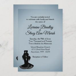 Eleganter Blue Fog Lesbian Einladung zur Hochzeit