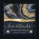 Eleganter Blue Foil und Gold Glitzer Agate Wedding Magnet<br><div class="desc">Elegante,  lebhafte,  blaue Folie und goldblauer Glitzer,  flüssiger Ager mit Diamanten</div>