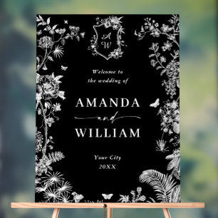 Eleganter Blue French Garden Floral Wedding Willko Acrylschild