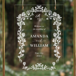 Eleganter Blue French Garden Floral Wedding Willko Acrylschild