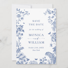Eleganter Blue French Garden Save The Date