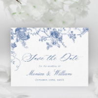 Eleganter Blue French Garden Wedding Save the Date