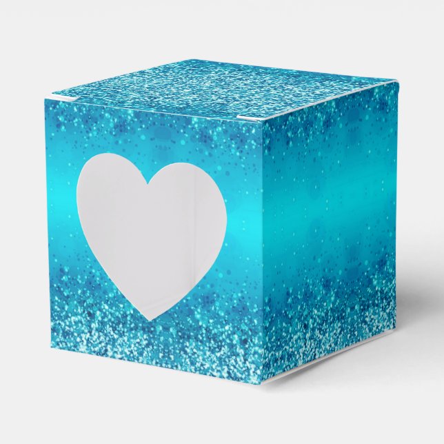Eleganter Blue Frost Sparkle Herz-Liebhaber Box Geschenkschachtel (Vorderseite)