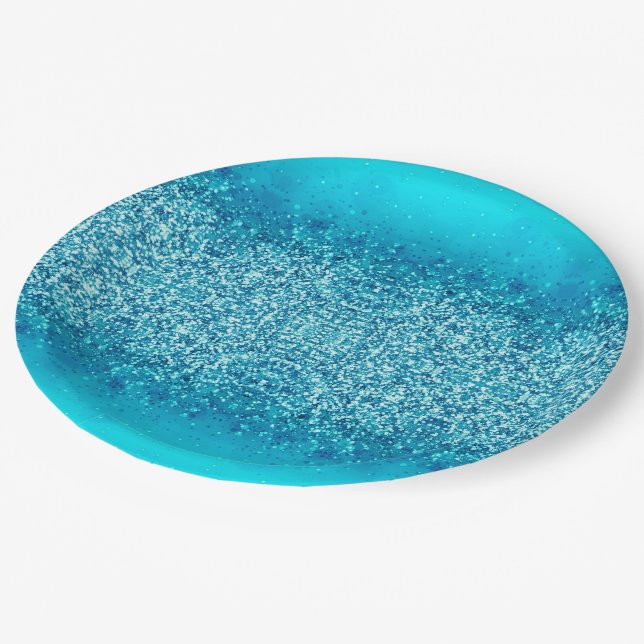 Eleganter Blue Frost Sparkle Paper Teller 2 (Schrägansicht)