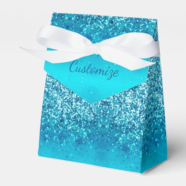 Eleganter Blue Frost Sparkle Zelt Gefallen Box Geschenkschachtel (Vorderseite)