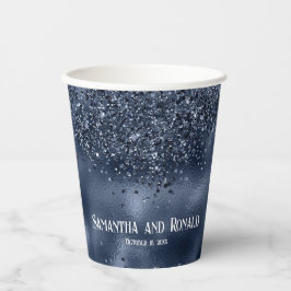 Eleganter Blue Glitzer & Foil Wedding Paper Cups Pappbecher