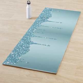 Eleganter Blue Glitzer Individuelle Name Yoga Mat Yogamatte
