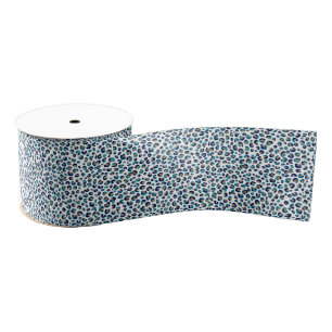 Eleganter Blue Gold Glitzer Leopard Animal Print Ripsband