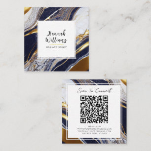 Eleganter Blue Gold Glitzer QR Code Abstrakt Marbl Quadratische Visitenkarte