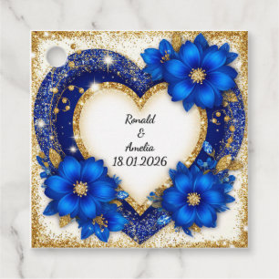 Eleganter Blue-Gold-Heart-Rahmen Geschenkanhänger