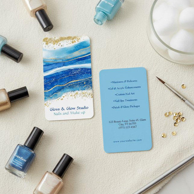 Eleganter Blue-Gold-Marmor Visitenkarte (Elegant Blue and Gold Marble Business Card.)