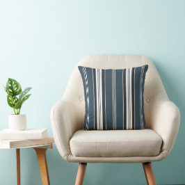 Eleganter Blue Gray French Ticking Stripe Kissen