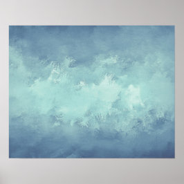Eleganter Blue Green Grunge Aquarell Hintergrund | Poster