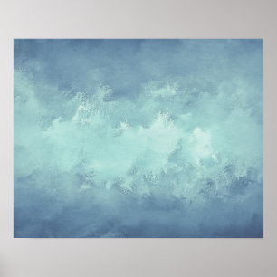Eleganter Blue Green Grunge Aquarell Hintergrund   Poster