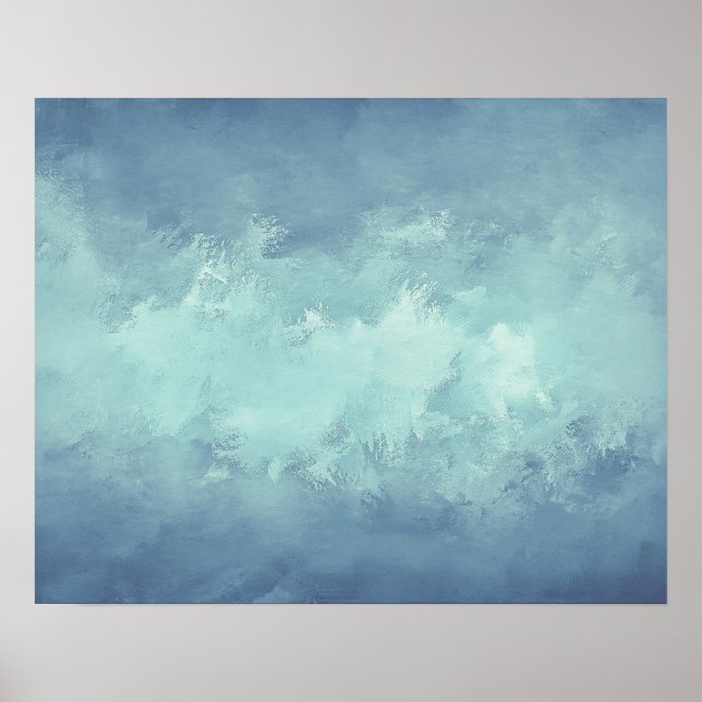 Eleganter Blue Green Grunge Aquarell Hintergrund | Poster (Vorne)