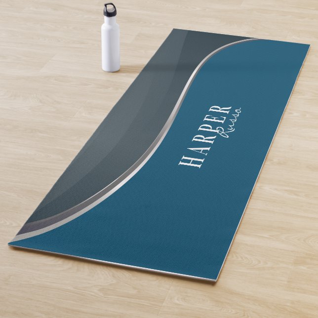 Eleganter Blue Individuelle Name Yoga Mat Yogamatte (Beispiel)