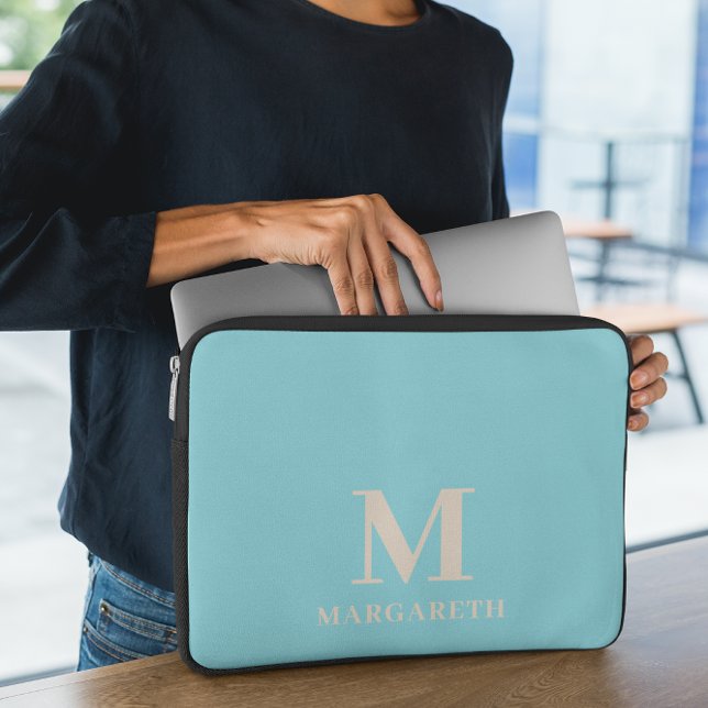 Eleganter Blue Monogram Laptop Sleeve (Von Creator hochgeladen)