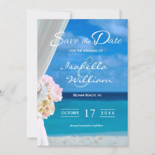 Eleganter Blue Ocean Beach Save the Date Einladung
