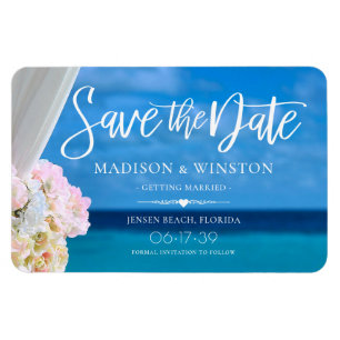 Eleganter Blue Ocean Beach Save the Date Magn Magnet