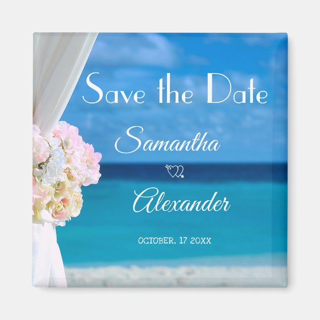 Eleganter Blue Ocean Beach Save the Date Magnet (Vorne)