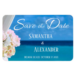 Eleganter Blue Ocean Beach Save the Date Magnet