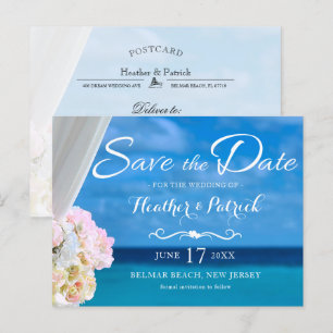 Eleganter Blue Ocean Beach Summer Save the Date Ankündigungspostkarte