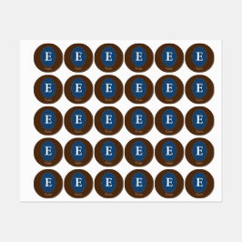 Eleganter Blue Personalisiert Monogram Square Stic Etiketten