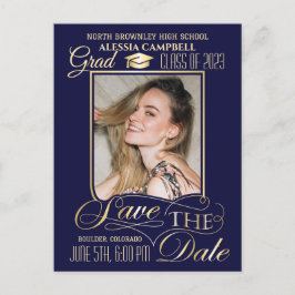 Eleganter Blue Save the Date Abschluss Postkarte