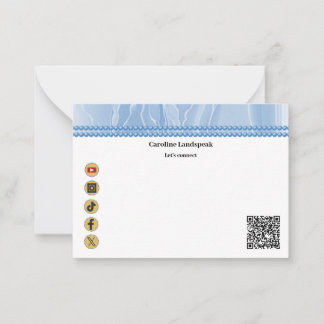 Eleganter Blue Social Media & QR Code Mitteilungskarte
