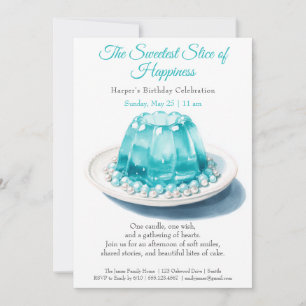 Eleganter Blue Watercolor Cake zum Geburtstag Einl Einladung