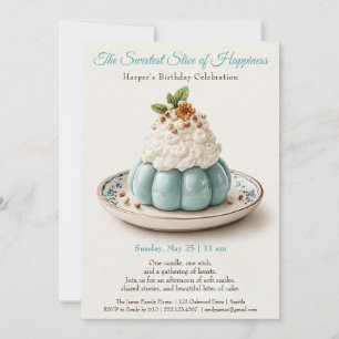Eleganter Blue Watercolor Cake zum Geburtstag Einl Einladung