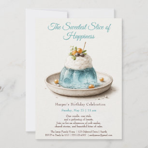 Eleganter Blue Watercolor Cake zum Geburtstag Einl Einladung